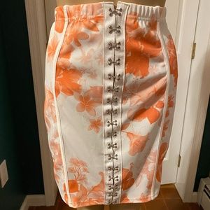 NWT PLT orange flower print clasping mini skirt